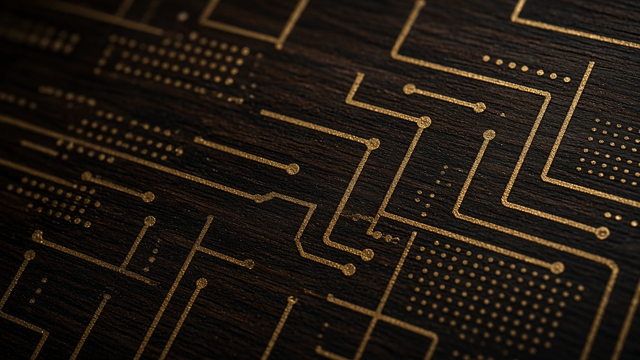 Gold marquetry suggesting irregular data